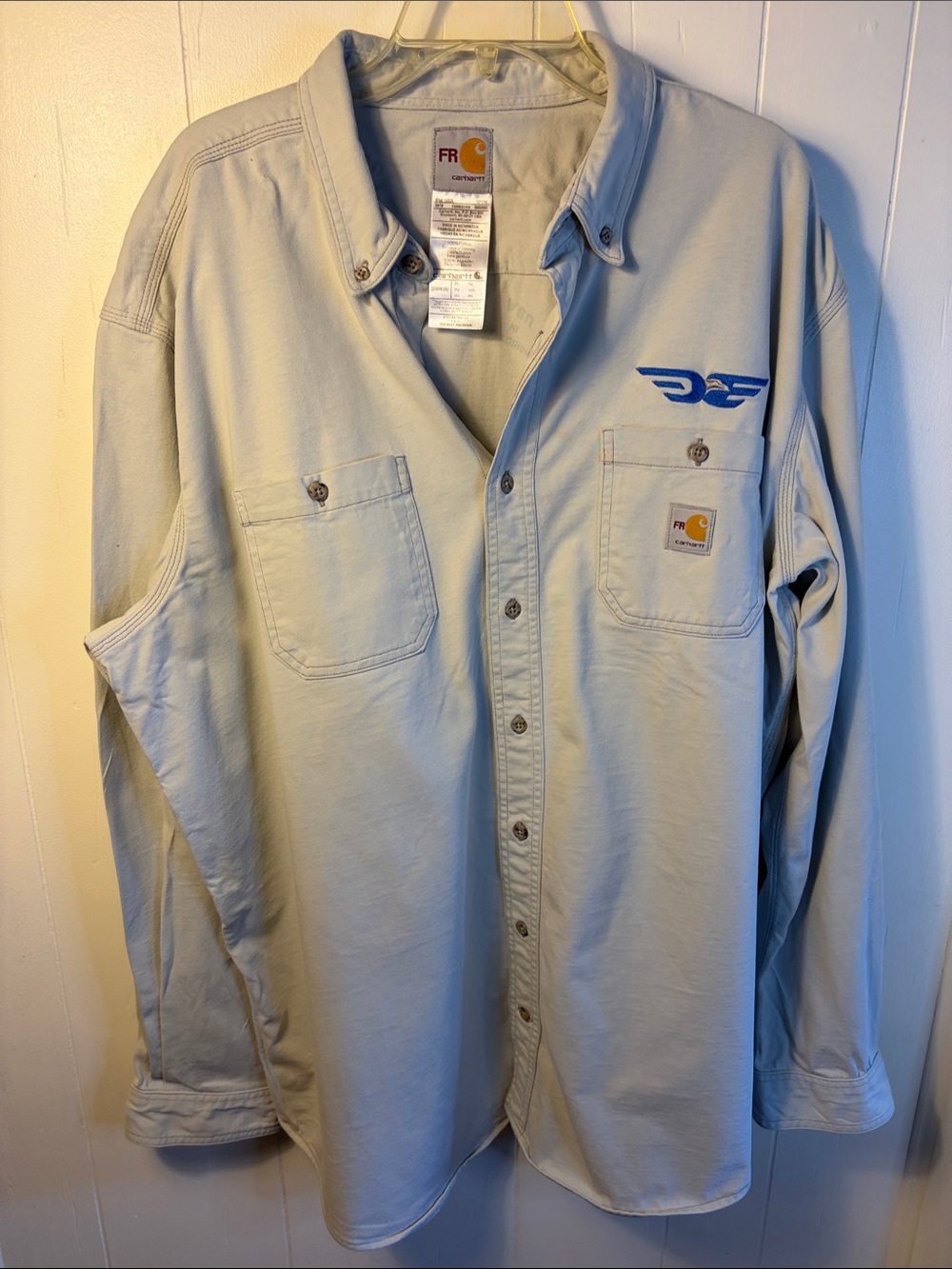 Carhartt FR Flame Resistant Tan Long Sleeve Work Shirt Size 2XL